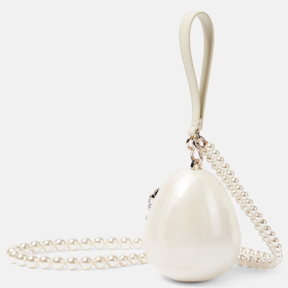 Simone Rocha micro egg pearl clutch with embellishment